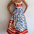 Abito Bretelle Vintage Stampa Sardine
