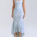 Abito maxi floreale blu