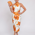 Zinnara | Abito Midi con Scollo All'Americana e Stampa Floreale