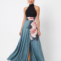 Olympas | Abito Maxi con Corpino a Halter e Gonna Floreale