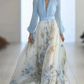 Stupenda Maxi Dress V-Neck con Stampa Floreale