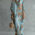 Abito lungo floreale blu cielo bohemien