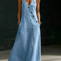 Lucia | Abito lungo in denim con bottoni