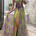 Abito Maxi Tulle Spalla Unica Floreale