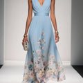 Abito Maxi A-Line Chiffon Blu Chiaro