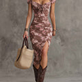 Abito Midi Bodycon Puff Scollo Cuore