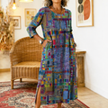 Giulia | Abito in Denim con Patchwork Etnico