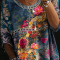 Ginevra | Blusa in denim a fiori vintage