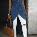 Greta | Tunica portafoglio in jeans col V