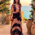 Vestito con Stampa Arancione e Marrone
