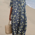 Abito Flowy Casual in Stile Vintage con Stampa Floreale da Donna