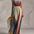 Maxi bandeau pieghettato righe