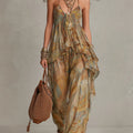 Set Canotta Chiffon Khaki Pantaloni Vola