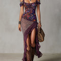 Abito Maxi Leopardo Floreale Viola Spacc