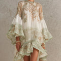Abito Mini Chiffon Righe Volant