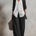 Set di Cardigan a Strati Minimalista e Pantaloni a Gamba Larga