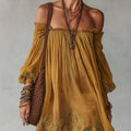 Abito Mini Chiffon Giallo Fiori Spalle