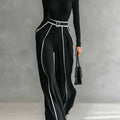 Set di Top a Collo Alto e Maniche Lunghe con Pantaloni a Gamba Larga e Cintura