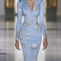 Midi blazer floreale blu