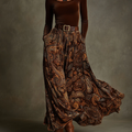 Set Top in Velluto Stretch Vintage e Gonna Maxi con Stampa Paisley (con cintura)