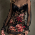Mini Abito Tulle Rose Velluto