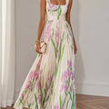 Abito Maxi A-Line Chiffon Bianco Pieghet