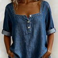 Paola| Camicia in denim con colletto quadrato